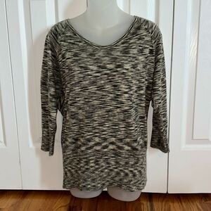 Ann Taylor LOFT Wool Crewneck Marble Print Top Blouse Shirt Size Medium M